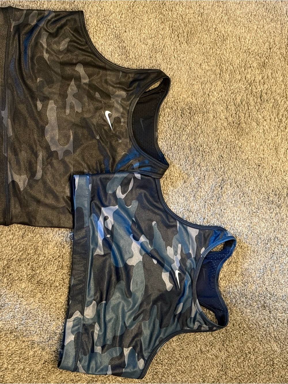 Nike Women's Blue & Black Camo Sports Crop Bras (Set of 2)